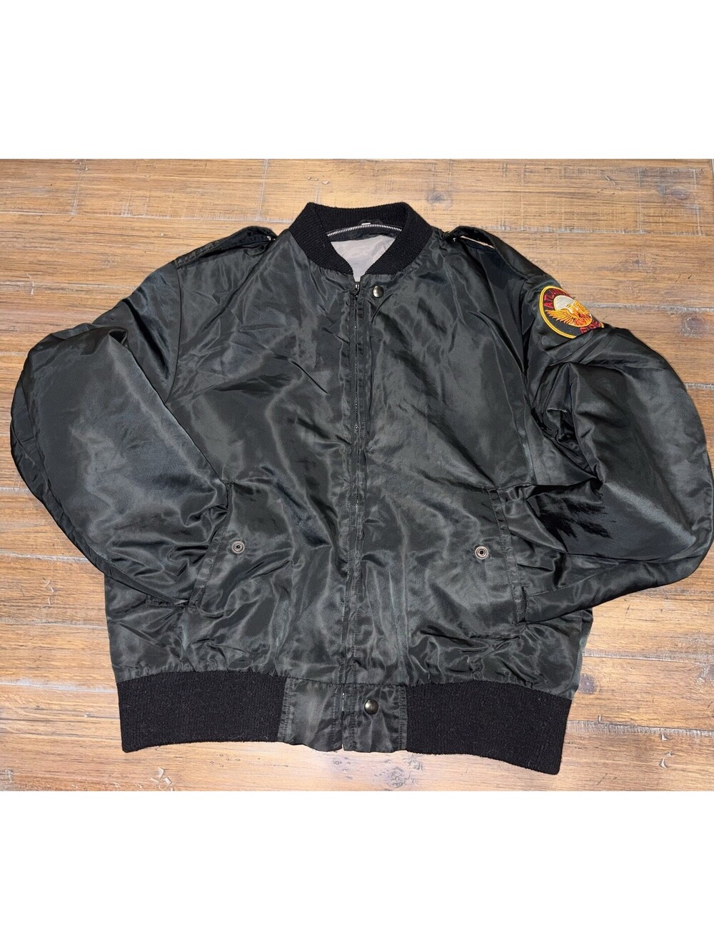 Vintage Police Security EMS Fire Jacket Mens 44Long Black Atlanta Fire Patch